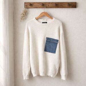 SER.O.YA Cream Sweater with Blue Pocket